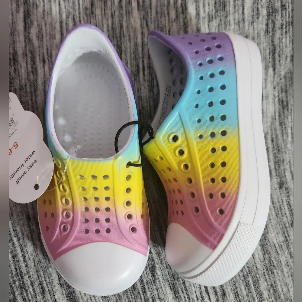 Playful Pink and Yellow Water Shoes with Ventilated Design